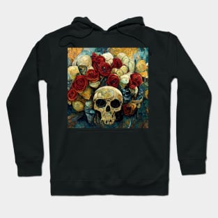 Roses and skull oil paint style art design Hoodie